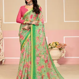 Panzora Floral Printed Zari Saree-image-82