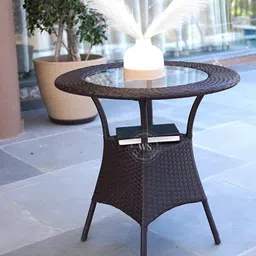WOODEN STREET Brown Wicker Garden Patio Outdoor Table-image-62