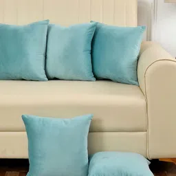 Yellow Weaves Blue Set of 5 Velvet Square Cushion Covers-image-32
