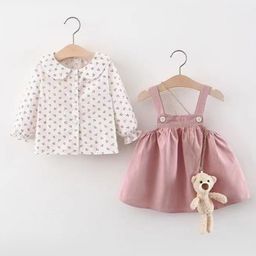 YK Girls Pinafore Dress With Printed Shirt-image-59