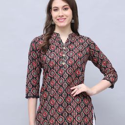 Rajnandini Ethnic Motifs Printed Mandarin Collar Cotton Silk Kurti-image-21