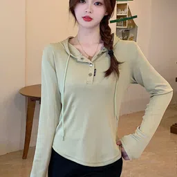 StyleCast x Revolte Women Solid Hood Top-image-65