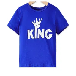 Boys Printed Cotton Blend Regular T Shirt (Blue, Pack of 1)-14