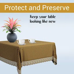Kuber Industries Brown & Beige Geometric Printed Waterproof 4-Seater Square Table Cover image 5