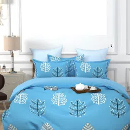 Aura Floral Printed 144 TC King Double Bedsheet with 2 Pillow Covers-image-84