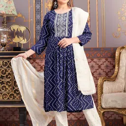 Aarika Girls Ethnic Motifs Printed Flared Sleeves Gotta Patti Kurta-image-13
