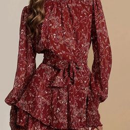 bebe Print Puff Sleeve Empire Mini Dress-image-7