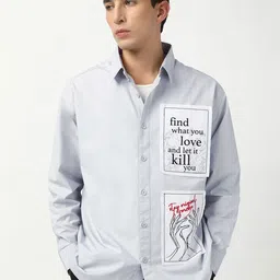 Bewakoof Men Typography Printed Spread Collar Cotton Casual Shirt-picture-9