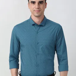 Peter England Slim Fit Floral Printed Long Sleeves Cotton Formal Shirt-picture-0
