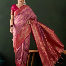 Dori Ethnic Motifs Woven Design Zari Banarasi Saree-37