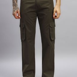 AXNIS Men Relaxed Straight Leg Straight Fit Cargos Trousers-picture-40
