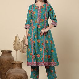 FASHOR Floral Printed A-Line Tunic & Trousers Co-Ord Set-picture-33