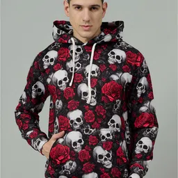 GO DEVIL Men Floral Printed Hooded Sweatshirt-image-31