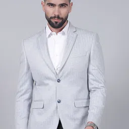 Cantabil Striped Single Breasted Casual Blazer-image-24