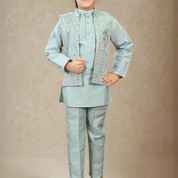 BT DEZINES Boys Embroidered Regular Sequinned Kurta with Pyjamas-picture-0