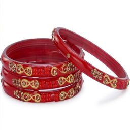 SOMIL Set Of 16 Green And Orange Glass Artificial Stones and Beads Bangles-image-54