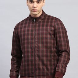 Monte Carlo Men Mock Collar Checked Wool Casual Open Front Jacket-18