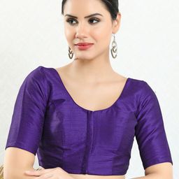 VAMAS - THE DESIGNER BLOUSES Women Round Neck Padded Saree Blouse-image-5