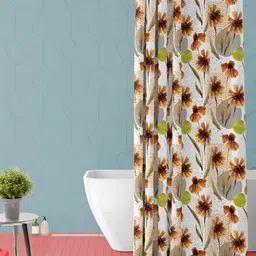 ArtzFolio Rust & White Printed Waterproof Shower Curtain-15