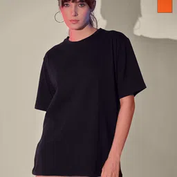 CORSICA Women Pack of 2 Solid Round Neck Cotton Oversized T-shirts-image-67