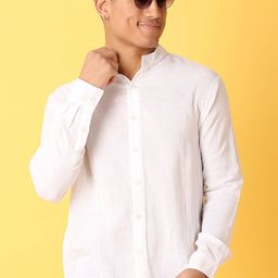 V-Mart Men Classic Mandarin Collar Solid Cotton Casual Shirt-image-47