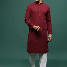 Sangria Ethnic Motifs Embroidered Mandarin Collar Chikankari Kurta With Patiala-picture-48