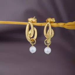 Carlton London 18kt Gold-Plated Pearl Contemporary Drop Earrings-11
