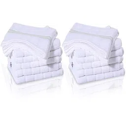 Kuber Industries 12Pcs White Cotton 250-GSM Quick Drying Highly Absorbent Hand Towels-38