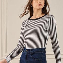 ZUMMER Striped Round Neck Top With Jeans Co-Ords-picture-13