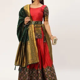 Payu Semi-Stitched Lehenga & Unstitched Blouse With Dupatta-picture-34