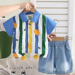 INCLUD Boys Striped Short Sleeves Shirt With Shorts-image-74