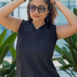 Bhanderi Fashion Women Checked Georgette Top-image-98