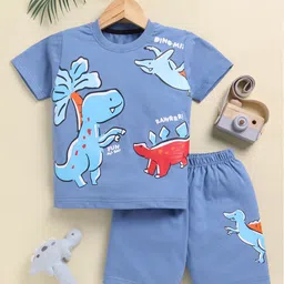 Toonyport Boys Printed Round Neck Pure Cotton T-Shirt With Shorts-image-96