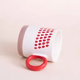 THEDECORKART White & Red Printed Ceramic Matte Cups Set of Cups and Mugs image 3