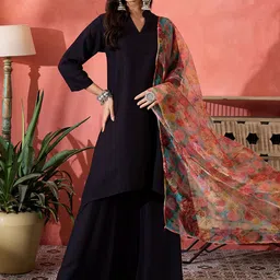 InWeave Women Regular Kurta with Palazzos & With Dupatta-20