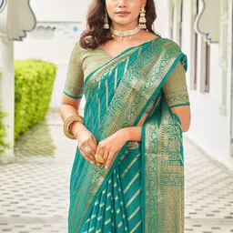 Moksha Trends Leheriya Zari Silk Blend Designer Banarasi Saree image 2