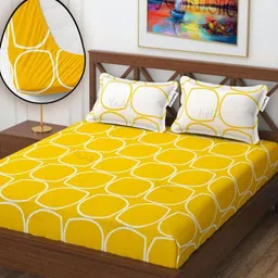 YaAkholic Multicoloured 210 TC Queen Bedsheet with 2 Pillow Covers-image-28