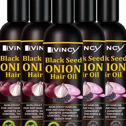 LIVINCY Set Of 5 Black Seed Onion Oil For Hair Growth - 100 ml Each-6