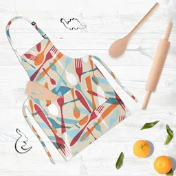 ArtzFolio Kids Green & White Printed Cotton Aprons-4