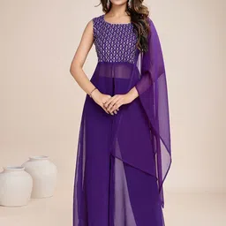 AKSHARAM Women Floral Embroidered Regular Sequinned Kurta with Trousers & With Dupatta-picture-29