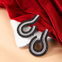 KPOP Brass-Plated Contemporary Rhinestone Studded Drop Earrings-image-95