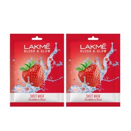 Lakme Set Of 2 Blush & Glow Strawberry Sheet Mask - 25ml Each-31