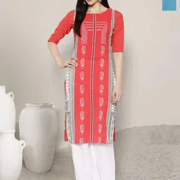 Anouk Rustic Selection Of 2 Ethnic Motifs Printed Round Neck Straight Kurtas-image-98