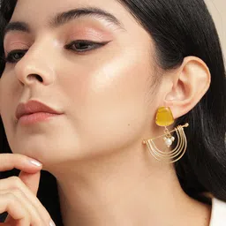 Anouk Gold Plated Beaded Contemporary Drop Earrings-79