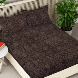 Myntra Elegant Homes Coffee Brown Printed Woollen 300 TC King Bedsheet Set 2.5 m x 2.25 m-image-103