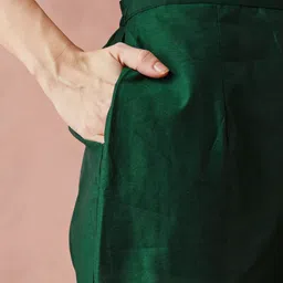 RAJGRANTH Women Regular Thread Work Chanderi Silk Kurta with Trousers & With Dupatta image 3
