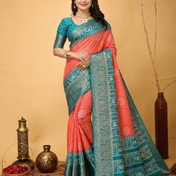 Mitera Bandhani Zari Art Silk Banarasi Saree-image-58