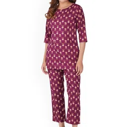 30 Looks Women Mulberry Cotton Printed Pyjama Set-picture-2