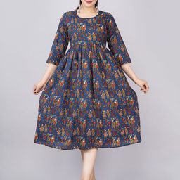 TANISHA Women Floral Printed Maternity Fit & Flare Dress-image-78