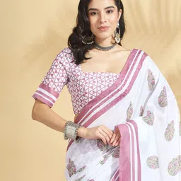 RACHNA Ethnic Motifs Ikat Digital Mulmul Saree-picture-38